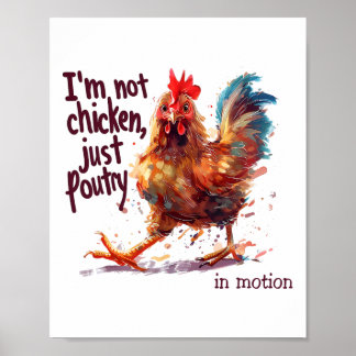 Ich bin kein Huhn, nur Geflügel Lustiger Hahn Baue Poster