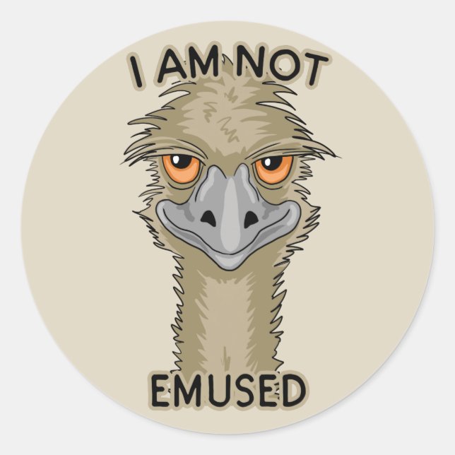 Ich bin kein lustiger Emu Pun | Beige Runder Aufkleber (Vorderseite)