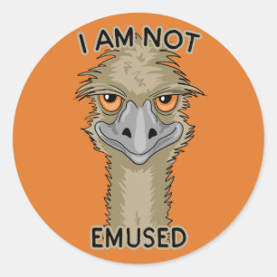 Ich bin kein lustiger Emu Pun   Orange Runder Aufkleber