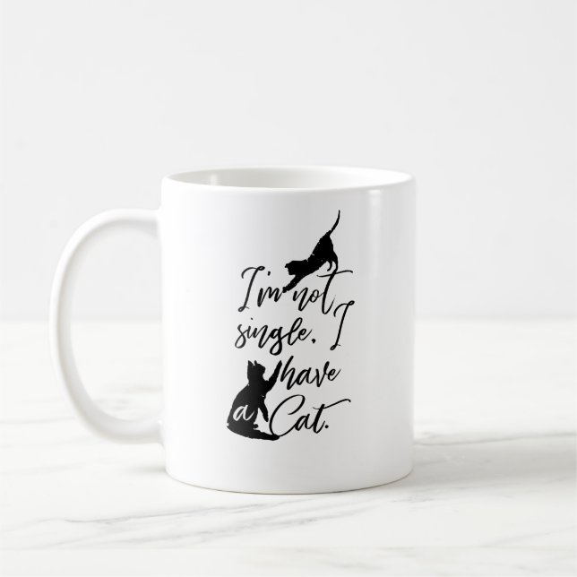 Ich bin kein Single, ich habe eine Katze | Katze L Kaffeetasse (Links)
