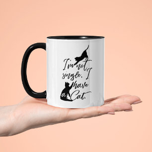 Ich bin kein Single, ich habe eine Katze   Katze L Zweifarbige Tasse