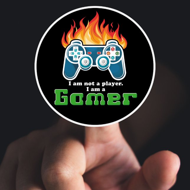 Ich bin kein Spieler, cooler, moderner Joystick Runder Aufkleber (Von Creator hochgeladen)