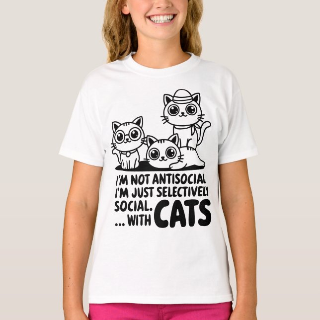 Ich bin keine antisoziale Katze T-Shirt (Vorderseite)