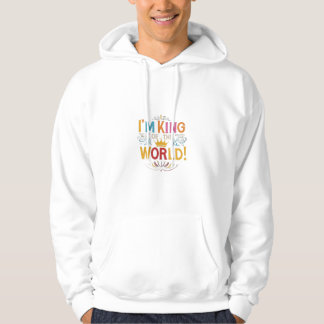 "Ich bin König der Welt!" in mehrfarbigen Hoodie