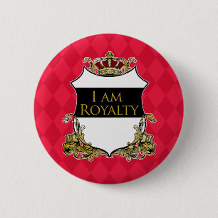 Ich bin königlich goldene Krone rotes Diamantdesig Button