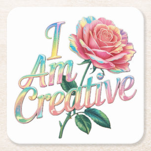 Ich bin kreatives Rosa Untersetzer Set