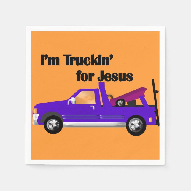 Ich bin Lastwagen für Jesus (Tow Truck) Serviette (Vorderseite)