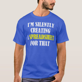 Ich bin leise dabei, eine Tabellenkalkulation für T-Shirt
