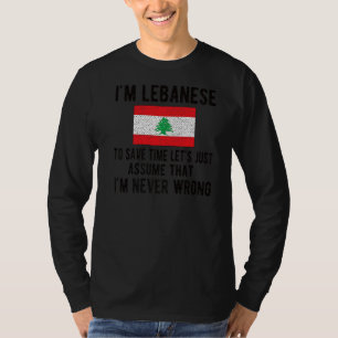 Ich bin libanesische Fahne Libanon libanesische Ro T-Shirt