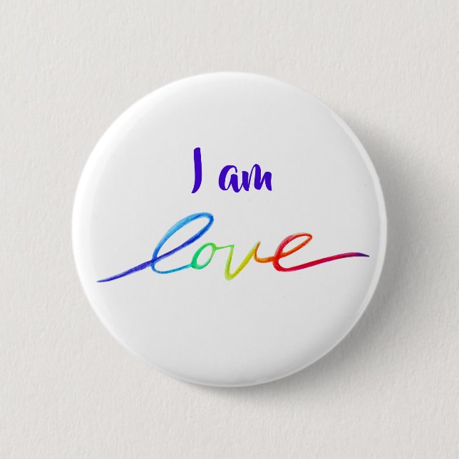 Ich bin Liebe Inspiration Rainbow Word Button-Butt Button (Vorderseite)