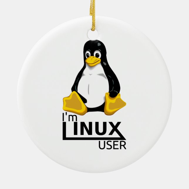 Ich bin Linux-Benutzer Keramik Ornament (Hinten)