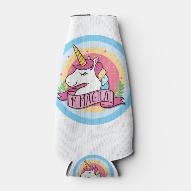 Ich bin Magical Unicorn Print Niedlich für Girls Flaschenkühler (Vorderseite)