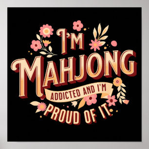 Ich bin Mahjong Addicted Funny Mahjong Poster