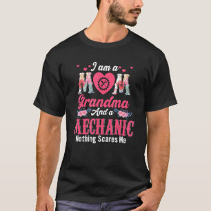 Ich bin Mama Oma und Mechanik Niedliche Blume Mot T-Shirt