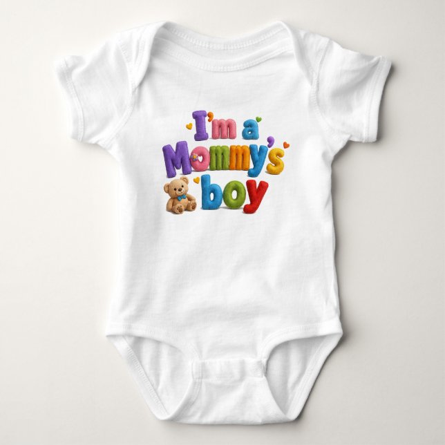 Ich bin Mamas Junge mehrfarbig Baby Strampler (Vorderseite)