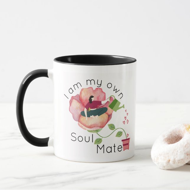 Ich bin mein eigener Seelenverwandter T - Shirt Tasse (Mit Donut)