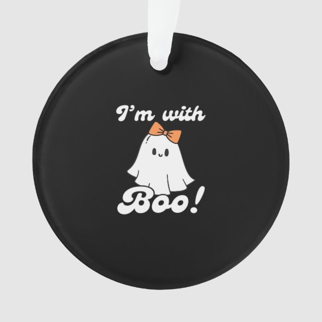Ich bin mit Boo Funny Retro-Stil Ornament (Vorderseite)
