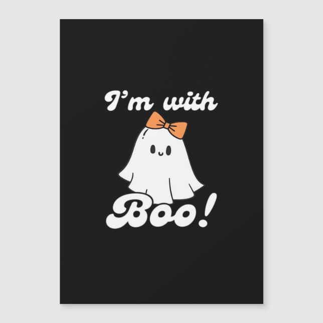 Ich bin mit Boo Lustiger Retro-Stil Magnetkarte (Vorderseite)