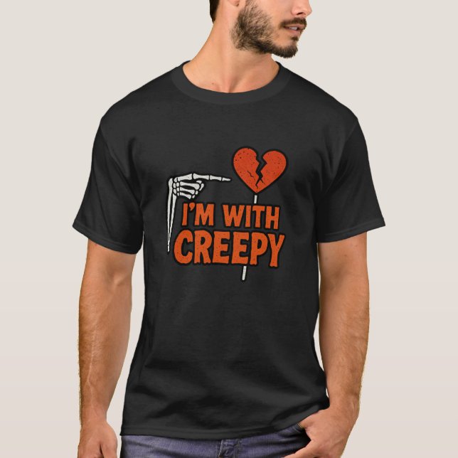Ich bin mit Creepy Funny Broken Heart Skeleton Gra T-Shirt (Vorderseite)