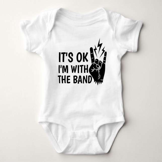 Ich bin mit dem Band Niedlich Rock Music Hipster Baby Strampler (Vorderseite)