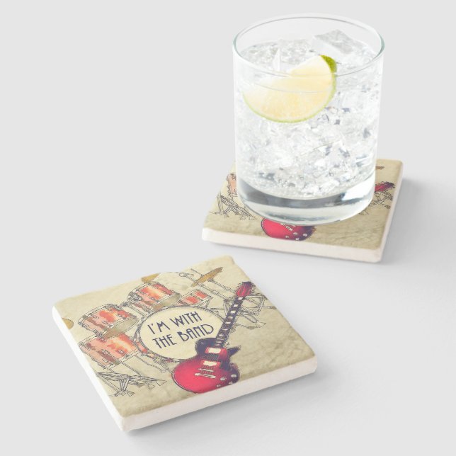 Ich bin mit dem Band Stone Untersetzer (Seitenansicht)