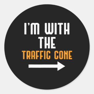 Ich bin mit dem Traffic Cone Costume Fun Halloween Runder Aufkleber
