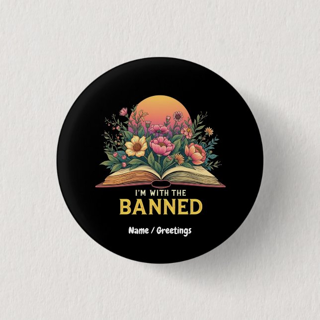 Ich bin mit dem verbotenen Bookworm Funny Book Lov Button (Vorderseite)