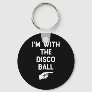 Ich bin mit der Disco-Kugel Lustiger Halloween-Mat Schlüsselanhänger