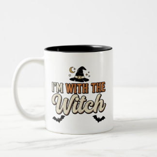 Ich bin mit der Hexe Halloween Zweifarbige Tasse
