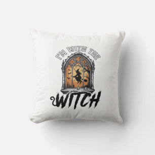 Ich bin mit der Hexe Vintage Halloween Kissen