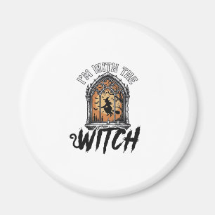Ich bin mit der Hexe Vintage Halloween Magnet