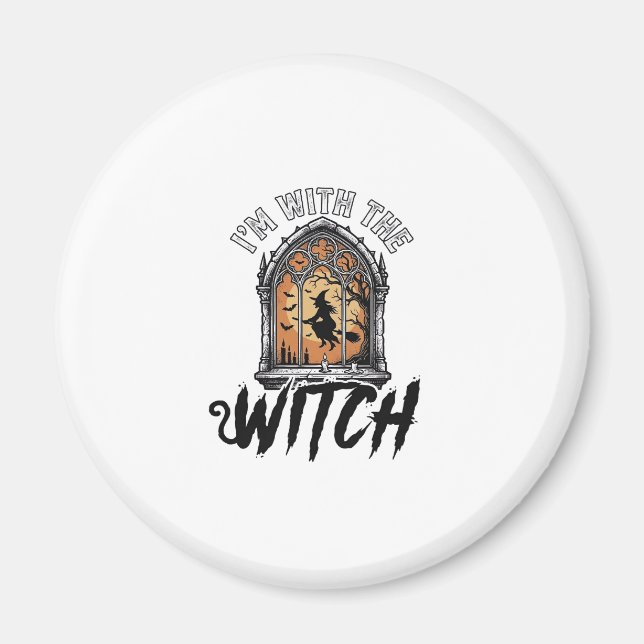 Ich bin mit der Hexe Vintage Halloween Magnet (Vorne)