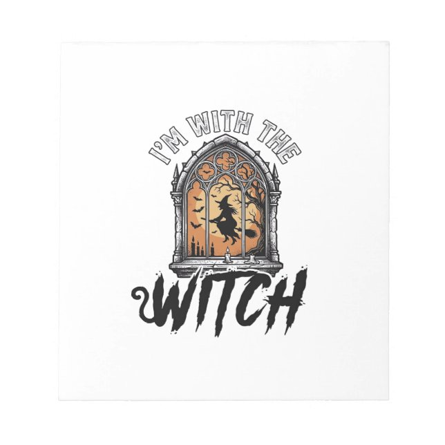 Ich bin mit der Hexe Vintage Halloween Notizblock (Vorderseite)