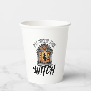 Ich bin mit der Hexe Vintage Halloween Pappbecher