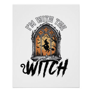 Ich bin mit der Hexe Vintage Halloween Poster