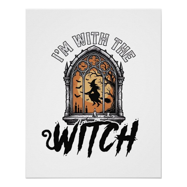 Ich bin mit der Hexe Vintage Halloween Poster (Vorderseite)