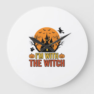 Ich bin mit der Hexe Vintage Halloween-Schloss-Des Große Wanduhr