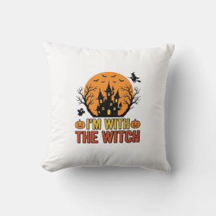 Ich bin mit der Hexe Vintage-Halloween-Schloss-Des Kissen