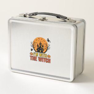 Ich bin mit der Hexe Vintage-Halloween-Schloss-Des Metall Brotdose
