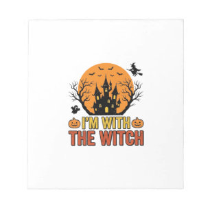 Ich bin mit der Hexe Vintage-Halloween-Schloss-Des Notizblock