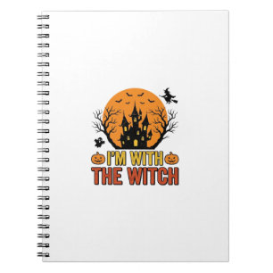Ich bin mit der Hexe Vintage-Halloween-Schloss-Des Notizblock