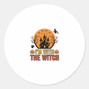 Ich bin mit der Hexe Vintage-Halloween-Schloss-Des Runder Aufkleber