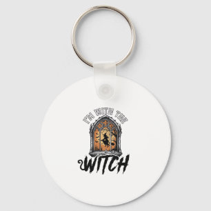 Ich bin mit der Hexe Vintage Halloween Schlüsselanhänger