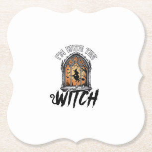 Ich bin mit der Hexe Vintage Halloween Untersetzer