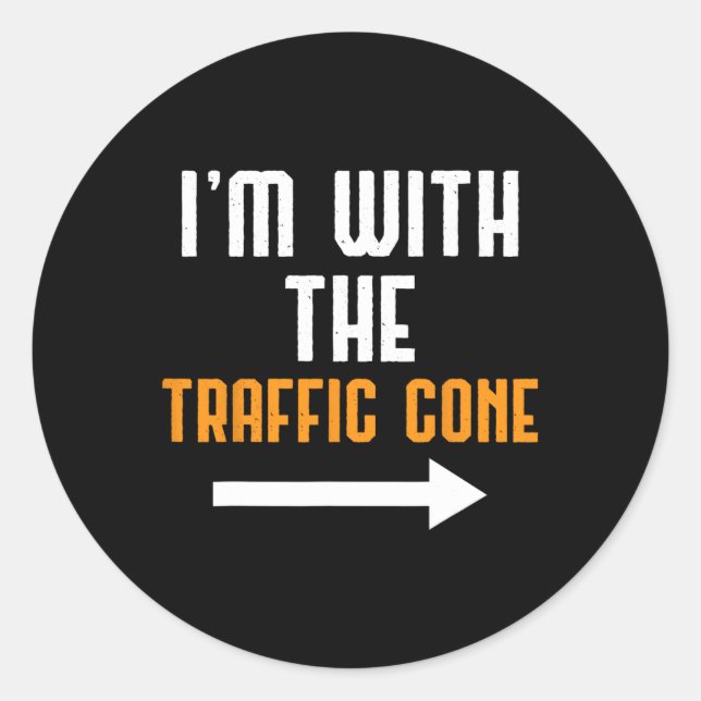 Ich bin mit der Traffic Cone Costume Funny Hallowe Runder Aufkleber (Vorderseite)