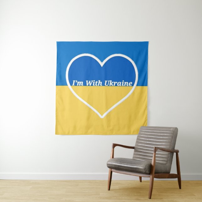 Ich bin mit der Ukraine-Herz-Tapestry Wandteppich (Beispiel)