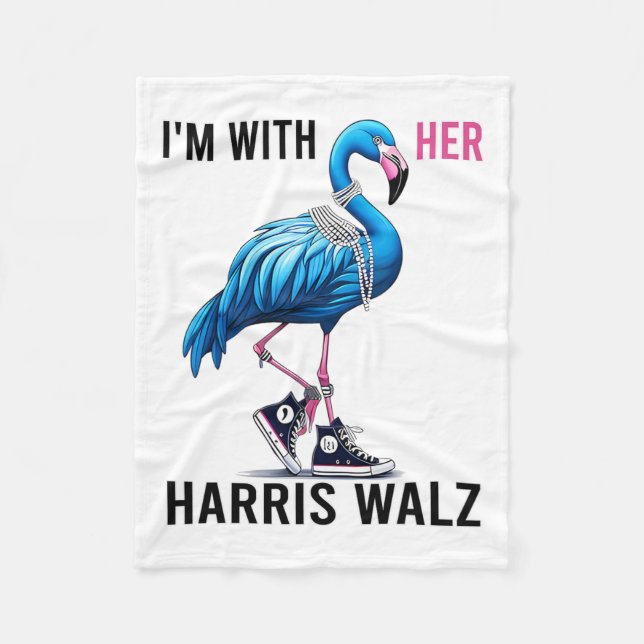 Ich bin mit ihr Harris W Flamingo Vote Blue Fleecedecke (Vorderseite)