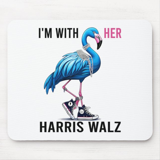 Ich bin mit ihr Harris W Flamingo Vote Blue Mousepad (Vorne)