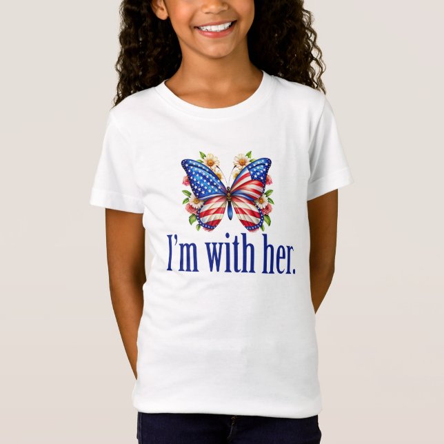 Ich bin mit ihren Niedlichen Kamala Butterfly Girl T-Shirt (Vorderseite)