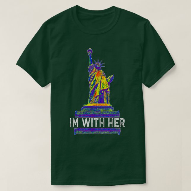 Ich bin mit ihrer Freiheitsstatue Rebel LGBQ NY T-Shirt (Design vorne)